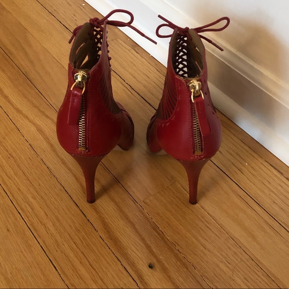 Nine West Angelica red lace up heels - 7 - Picture 3 of 7